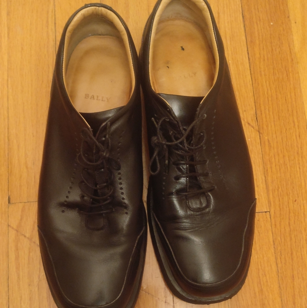 Bally Rutger Black Leather Lace Up Oxfords
